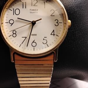 Timex Gold Watch with White Dial